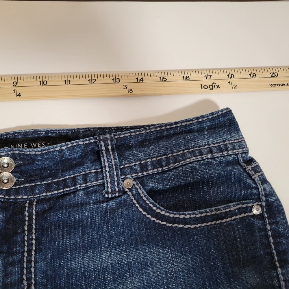 Nine West Womens 31/12 Date Night Fit Blue Capri Jeans Embroidered‎ 0034 - Picture 11 of 16